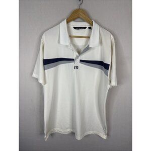 Travis Mathew Golf Polo Shirt White Stripe Performance Stretch Men’s XL
